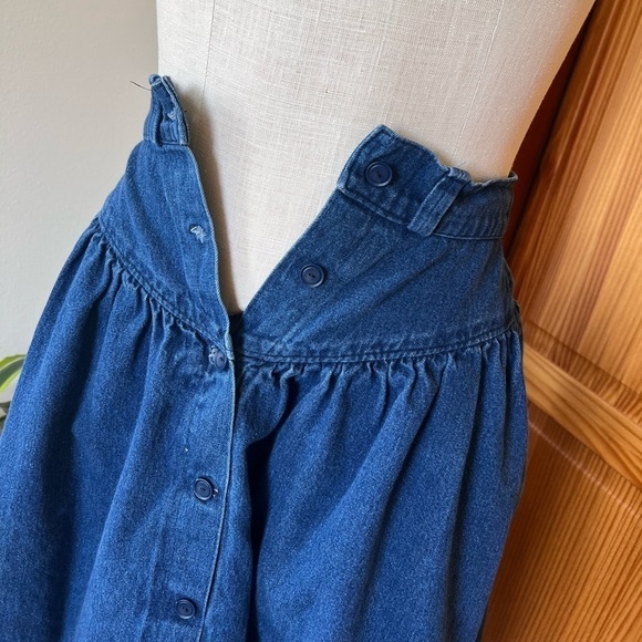 Vintage Small Denim Midi Length Skirt Pockets Modest Prairie Cottage-core Casual - Picture 5 of 7